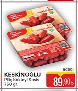 Keskinoğlu Piliç Kokteyl Sosis 750 Gr.