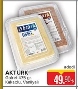 Aktürk Gofret 475 Gr. Kakaolu, Vanilyalı
