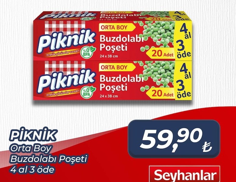 Piknik Orta Boy Buzdolabı Poşeti 4 Al 3 Öde