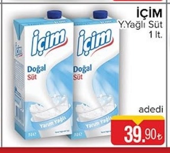 İçim Yarım Yağlı Süt 1 Lt.