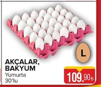 Akçalar Bakyum Yumurta 30Lu