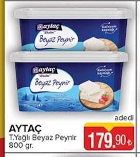 Aytaç T. Yağlı Beyaz Peynir 800 Gr