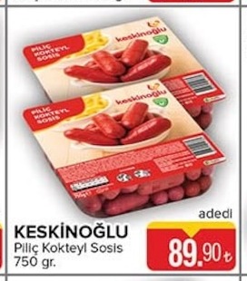 Keskinoğlu Piliç Kokteyl Sosis 750 Gr