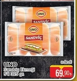 Uno Sandviç Ekmeği 5'Li 325 Gr