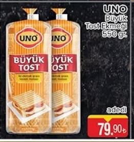 Uno Büyük Tost Ekmeği 550 Gr