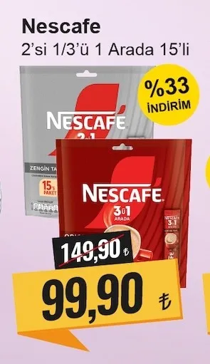 Nescafe 2'Si 1/3'Ü 1 Arada 15'Li