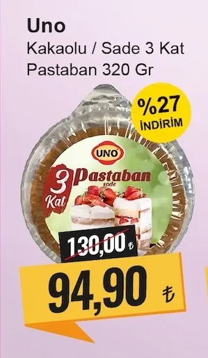Uno Kakaolu / Sade 3 Kat Pastaban 320 Gr