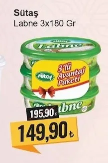 Sütaş Labne 3X180 Gr
