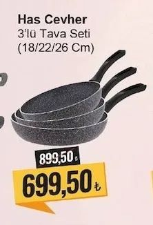 Has Cevher 3'Lü Tava Seti (18/22/26 Cm)