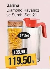 Sarina Diamond Kavanoz Ve Sürahi Seti 2'Li