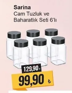 Sarina Cam Tuzluk Ve Baharatlık Seti 6'Lı