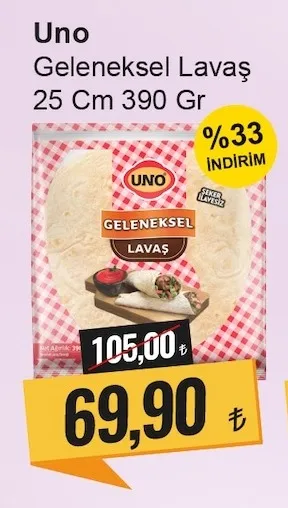 Uno Geleneksel Lavaş 25 Cm 390 Gr