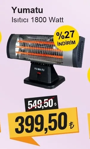 Yumatu Isıtıcı 1800 Watt