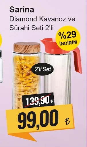 Sarina Diamond Kavanoz Ve Sürahi Seti 2'Li
