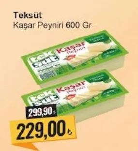Teksüt Kaşar Peyniri 600 Gr