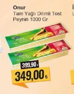 Onur Tam Yağlı Dilimli Tost Peyniri 1000 Gr