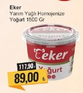 Eker Yarım Yağlı Homojenize Yoğurt 1500 Gr
