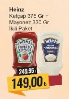 Heinz Ketçap 375 Gr + Mayonez 330 Gr İkili Paket