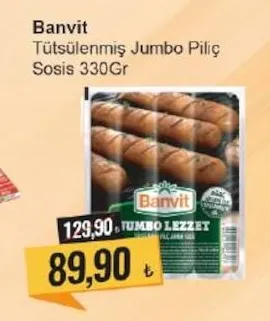 Banvit Tütsülenmiş Jumbo Piliç Sosis 330Gr