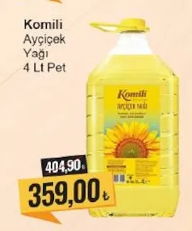 Komili Ayçiçek Yağı 4 Lt Pet