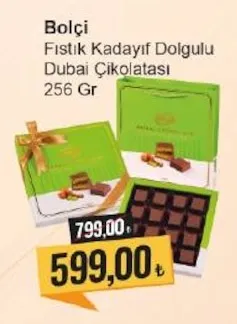 Bolçi Fıstık Kadayıf Dolgulu Dubai Çikolatası 256 Gr