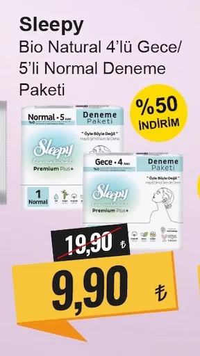 Sleepy Bio Natural 4'Lü Gece/ 5'Li Normal Deneme Paketi