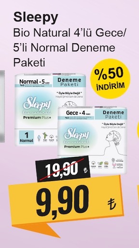 Sleepy Bio Natural 4'Lü Gece/ 5'Li Normal Deneme Paketi