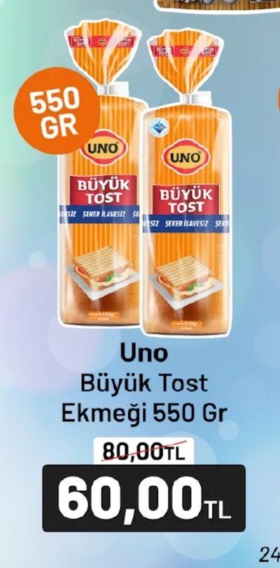 Uno Büyük Tost Ekmeği 550 Gr
