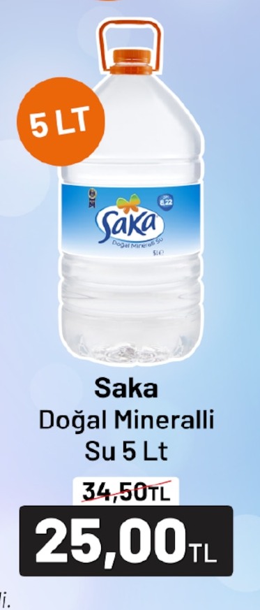 Saka Doğal Mineralli Su 5 Lt