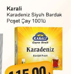 Karali Karadeniz Siyah Bardak Poşet Çay 100'Lü