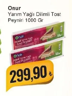 Onur Yarım Yağlı Dilimli Tost Peyniri 1000 Gr