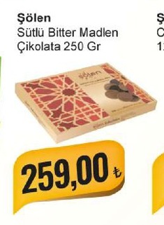 Şölen Sütlü Bitter Madlen Çikolata 250 Gr