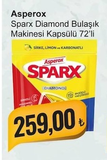 Asperox Sparx Diamond Bulaşık Makinesi Kapsülü 72'Li