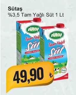 Sütaş %3,5 Tam Yağlı Süt 1 Lt