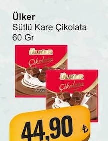 Ülker Sütlü Kare Çikolata 60 Gr