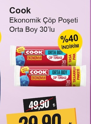 Cook Ekonomik Çöp Poşeti Orta Boy 30'Lu