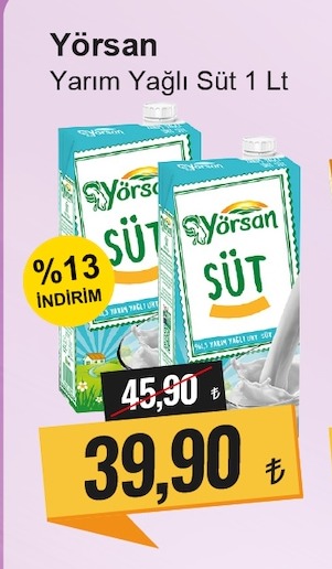 Yörsan Yarım Yağlı Süt 1 Lt