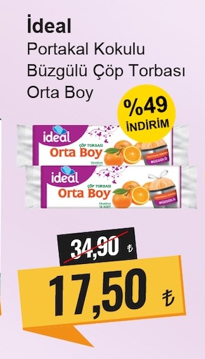 Ideal Portakal Kokulu Büzgülü Çöp Torbası Orta Boy