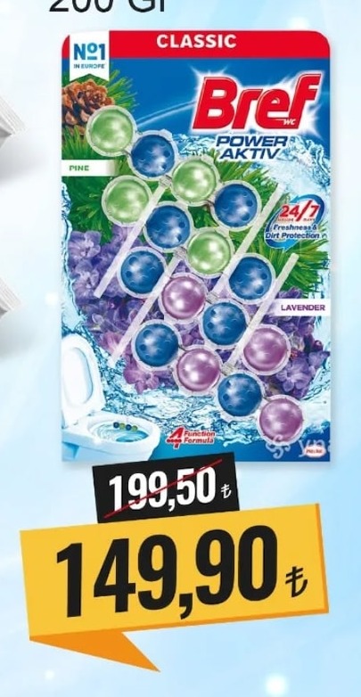 Bref Power Aktiv Klasik Lavanta Ve Çam Koku Etkili Tuvalet Koku Giderici 200G