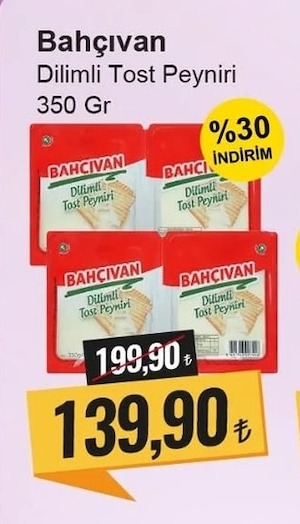 Bahçıvan Dilimli Tost Peyniri 350 Gr