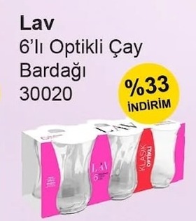 Lav 6'Lı Optikli Çay Bardağı