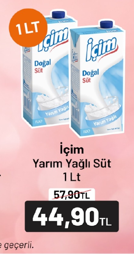 İçim Yarım Yağlı Süt 1 Lt