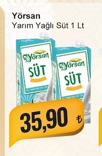 Yörsan Yarım Yağlı Süt 1 Lt