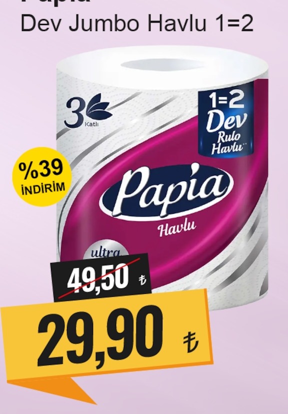 Papia Dev Jumbo Havlu 3 Katlı