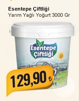 Esentepe Çiftliği Yarım Yağlı Yoğurt 3000 Gr