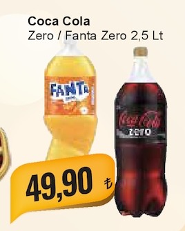 Coca Cola Zero / Fanta Zero 2,5 Lt