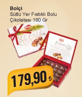 Bolçi Sütlü Yer Fıstıklı Bolu Çikolatası 160 Gr