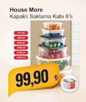 House More Kapakli Saklama Kabı 6'Lı