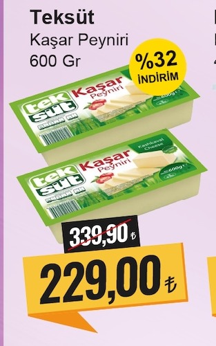Teksüt Kaşar Peyniri 600 Gr