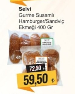 Selvi Gurme Susamlı Hamburger/Sandviç Ekmeği 400 Gr